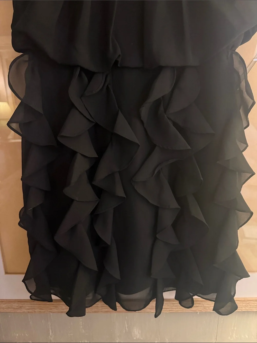 Coldwater Creek Black Sleeveless Ruffle Chiffon Dress
